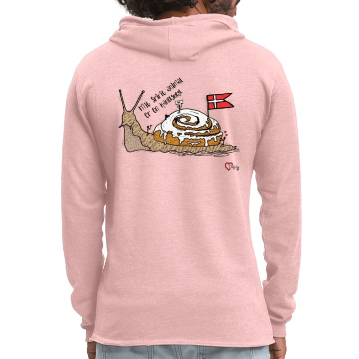 Spirit Animal Kanelsnegl - Let Unisex hættetrøje - Let sweatshirt med hætte, unisex - rosa - creme meleret - Dajlig.dk