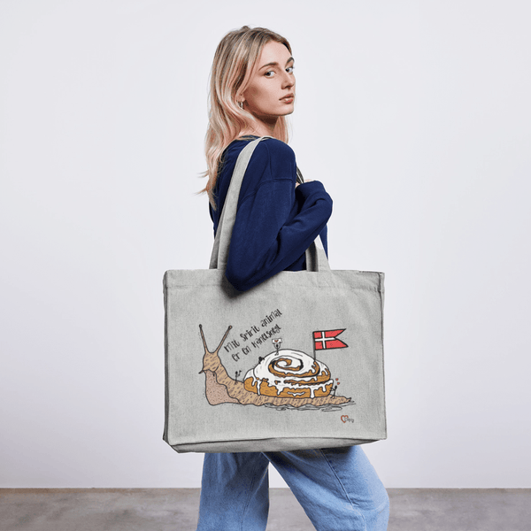 Spirit Animal Kanelsnegl - Stor Kraftig mulepose i genbrugsstof - Stanley/Stella recycled shopping bag - grå meleret - Dajlig.dk