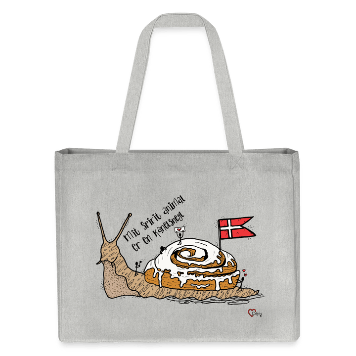 Spirit Animal Kanelsnegl - Stor Kraftig mulepose i genbrugsstof - Stanley/Stella recycled shopping bag - grå meleret - Dajlig.dk