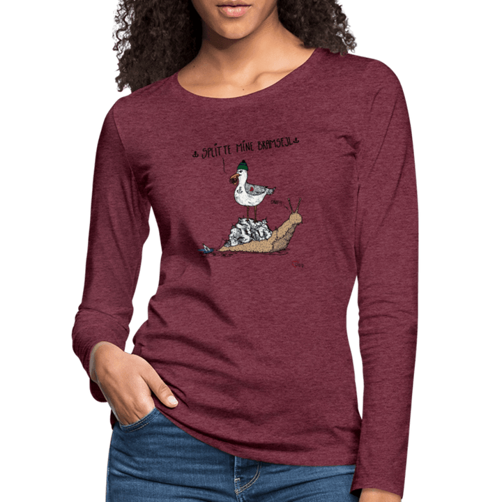 Splitte Mine Bramsejl - Dame Langærmet Trøje - Dame premium T-shirt med lange ærmer - bordeaux meleret - Dajlig