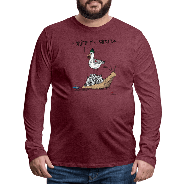Splitte Mine Bramsejl - Herre Langærmet Trøje - Premium langærmet Herre - T-shirt - bordeaux meleret - Dajlig
