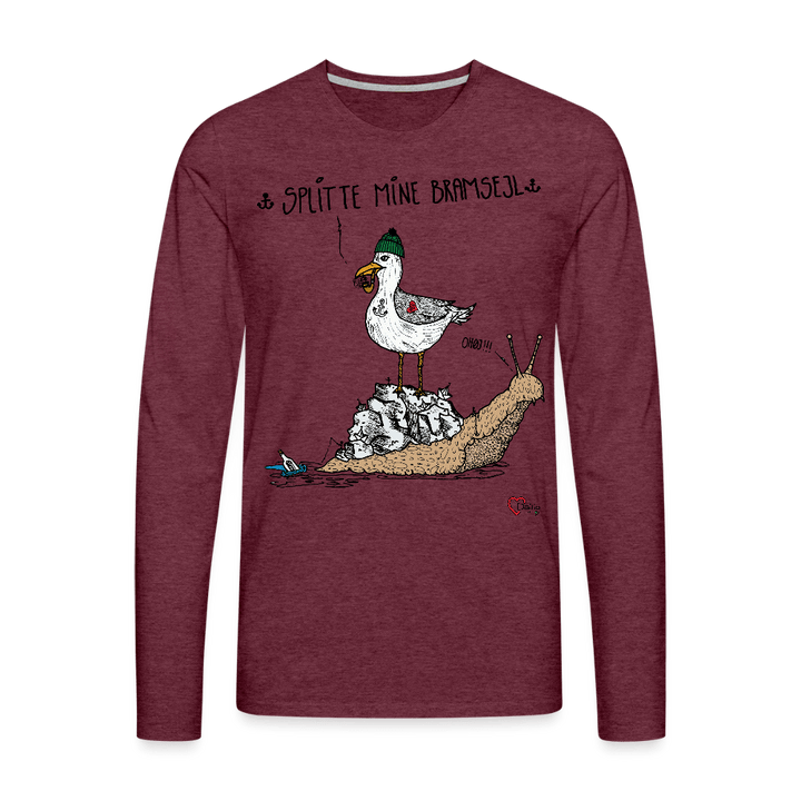 Splitte Mine Bramsejl - Herre Langærmet Trøje - Premium langærmet Herre - T-shirt - bordeaux meleret - Dajlig