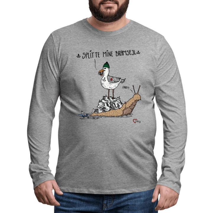 Splitte Mine Bramsejl - Herre Trøje - Herre premium T-shirt med lange ærmer - grå meleret - Dajlig