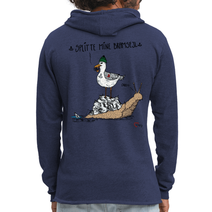 Splitte Mine Bramsejl - Let Unisex hættetrøje - Let sweatshirt med hætte, unisex - marineblå meleret - Dajlig.dk