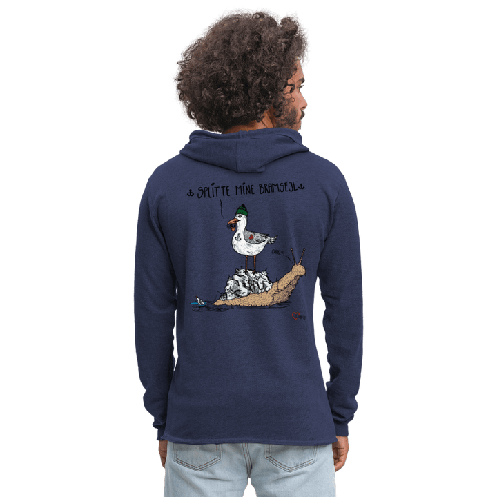 Splitte Mine Bramsejl - Let Unisex hættetrøje - Let sweatshirt med hætte, unisex - marineblå meleret - Dajlig.dk