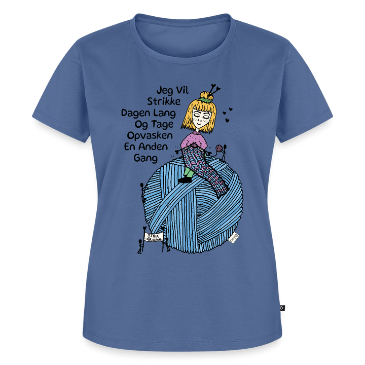 Strikkeglad - Eksklusiv Dame T-shirt - Dame premium T-shirt - dueblå - Dajlig