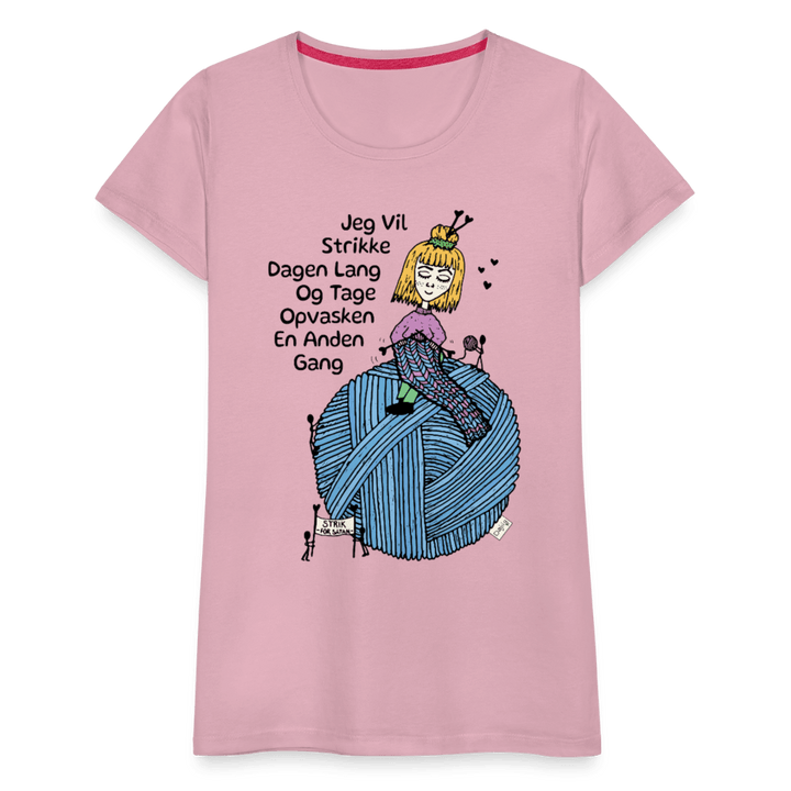 Strikkeglad - Eksklusiv Dame T-shirt - Dame premium T-shirt - lyserosa - Dajlig.dk