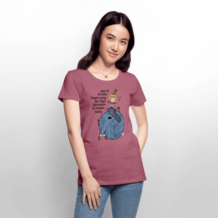 Strikkeglad - Eksklusiv Dame T-shirt - Dame premium T-shirt - mauve - Dajlig