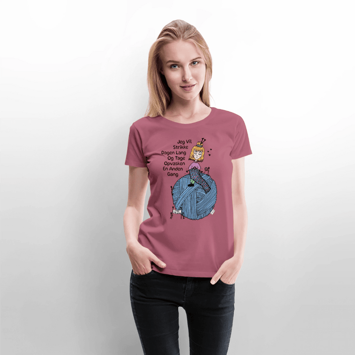 Strikkeglad - Eksklusiv Dame T-shirt - Dame premium T-shirt - mauve - Dajlig
