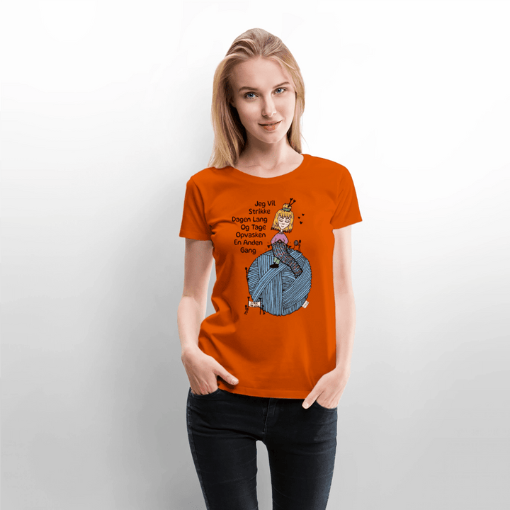 Strikkeglad - Eksklusiv Dame T-shirt - Dame premium T-shirt - orange - Dajlig
