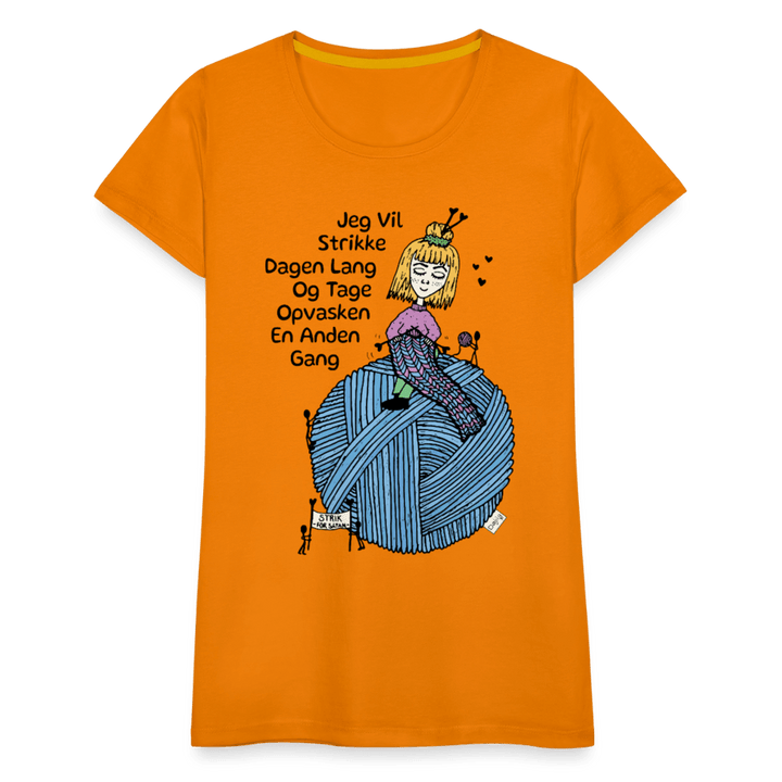 Strikkeglad - Eksklusiv Dame T-shirt - Dame premium T-shirt - orange - Dajlig.dk