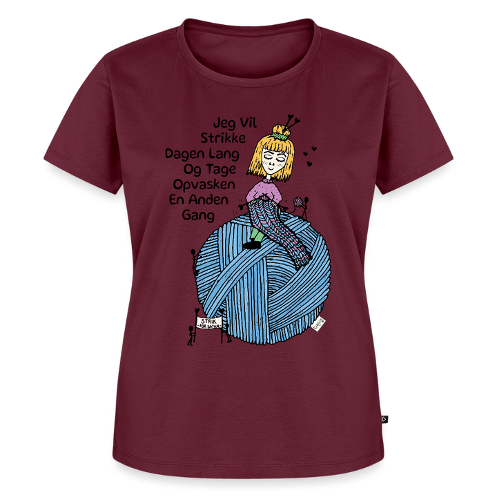 Strikkeglad - Eksklusiv Dame T-shirt - Dame premium T-shirt - vinrød - Dajlig