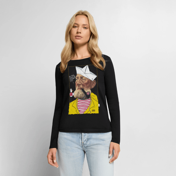 Styrmand Karlsen - Dame Langærmet Trøje - Dame premium T-shirt med lange ærmer - sort - Dajlig
