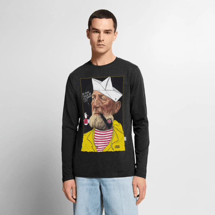 Styrmand Karlsen - Herre Langærmet Trøje - Premium økologisk langærmet T-shirt til mænd - antracit meleret - Dajlig