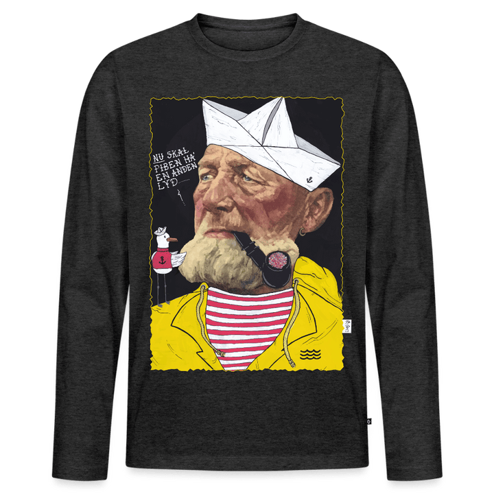 Styrmand Karlsen - Herre Langærmet Trøje - Premium økologisk langærmet T-shirt til mænd - antracit meleret - Dajlig