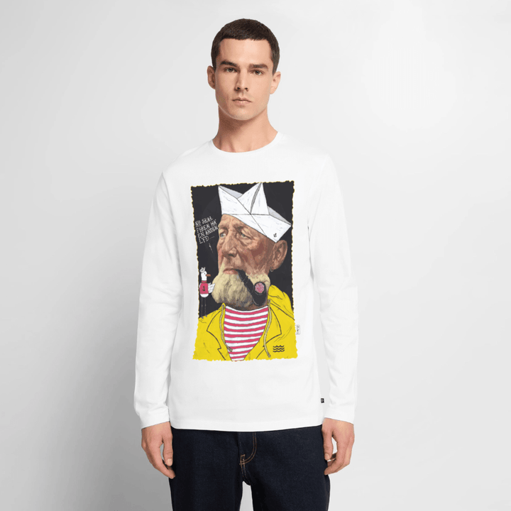Styrmand Karlsen - Herre Langærmet Trøje - Premium økologisk langærmet T-shirt til mænd - hvid - Dajlig