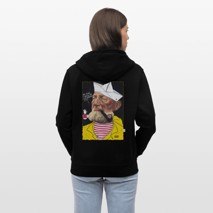 Styrmand Karlsen - Kraftig Unisex Hættetrøje m. lynlås - Stanley/Stella økologisk unisex - hættejakke CULTIVATOR - sort - Dajlig