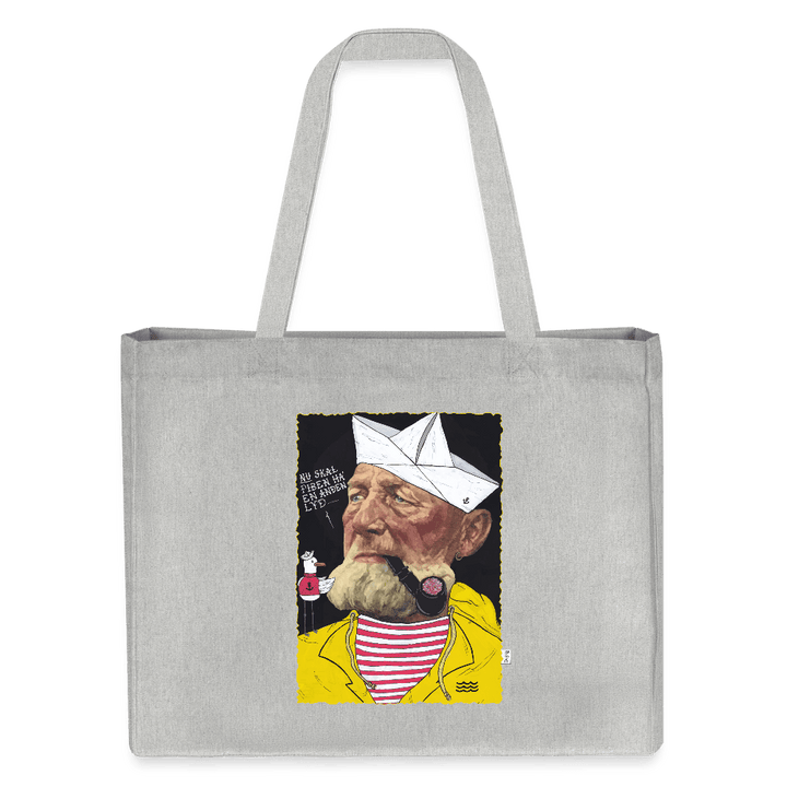 Styrmand Karlsen - Stor kraftig mulepose i genbrugsstof - Stanley/Stella recycled shopping bag - grå meleret - Dajlig