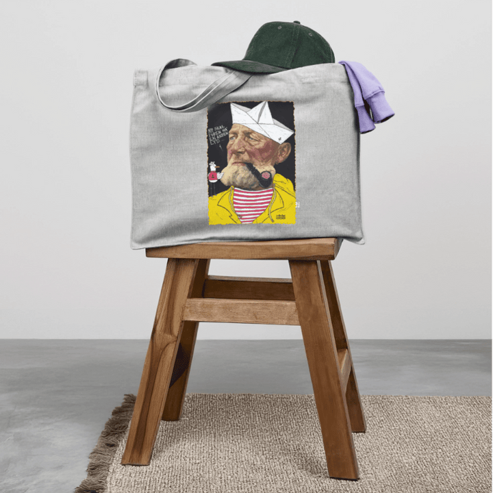 Styrmand Karlsen - Stor kraftig mulepose i genbrugsstof - Stanley/Stella recycled shopping bag - grå meleret - Dajlig