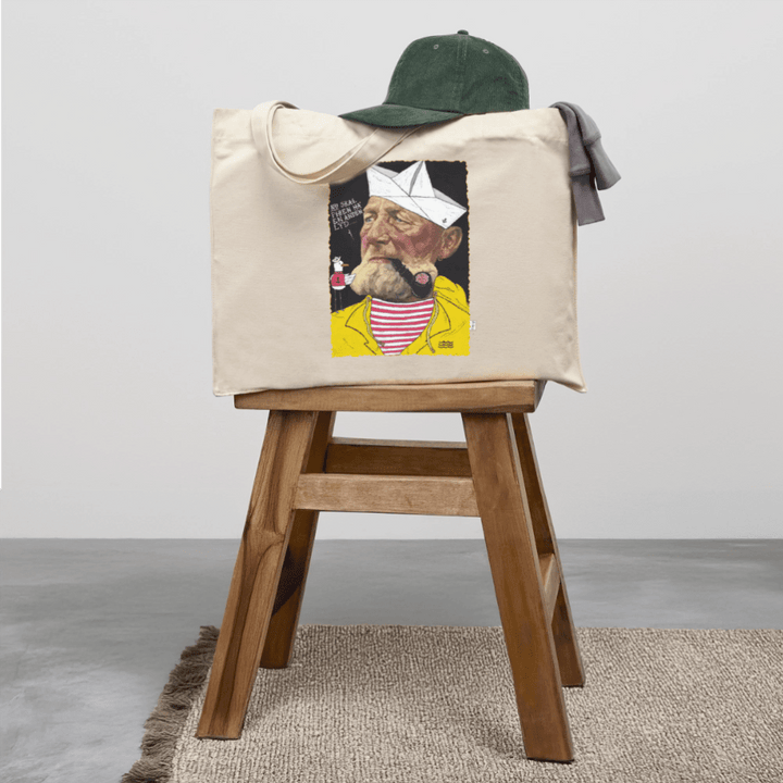 Styrmand Karlsen - Stor kraftig mulepose i genbrugsstof - Stanley/Stella recycled shopping bag - råhvid - Dajlig