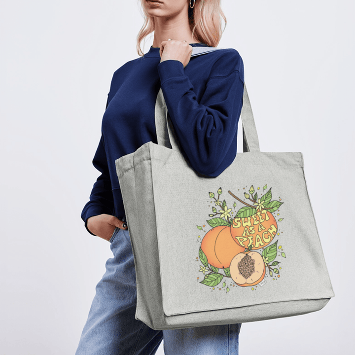 Sweet Peach - Stor Kraftig mulepose i genbrugsstof - Stanley/Stella recycled shopping bag - grå meleret - Dajlig.dk