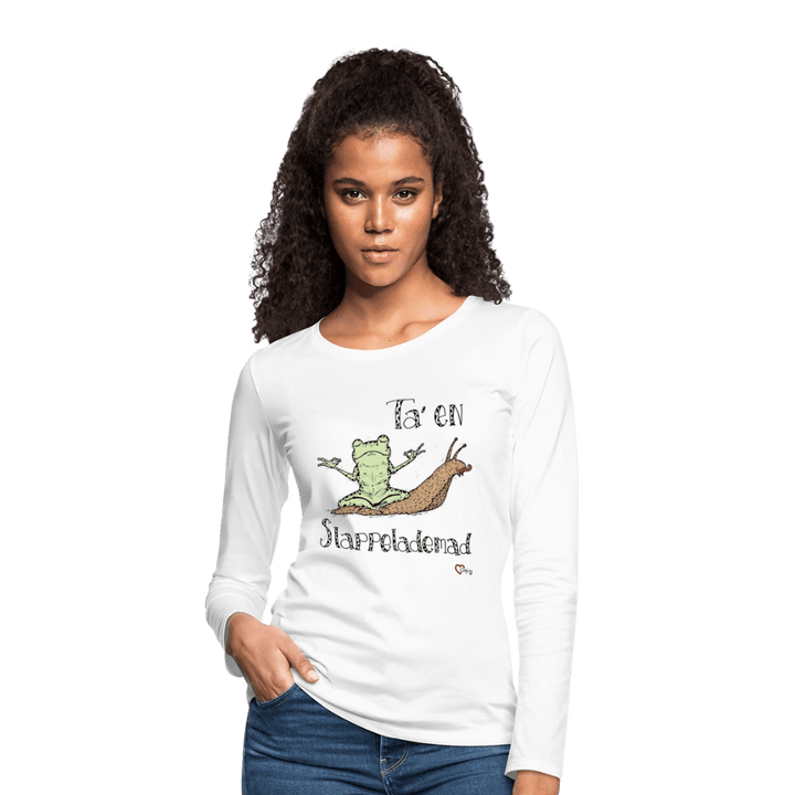 Ta' en Slappelademad Snegl - Dame Trøje - Dame premium T-shirt med lange ærmer - hvid - Dajlig.dk