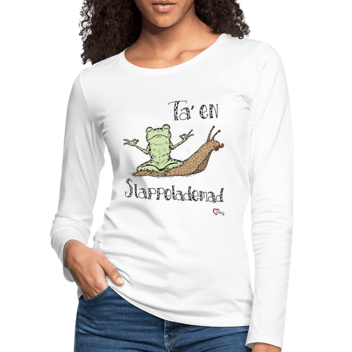 Ta' en Slappelademad Snegl - Dame Trøje - Dame premium T-shirt med lange ærmer - hvid - Dajlig.dk