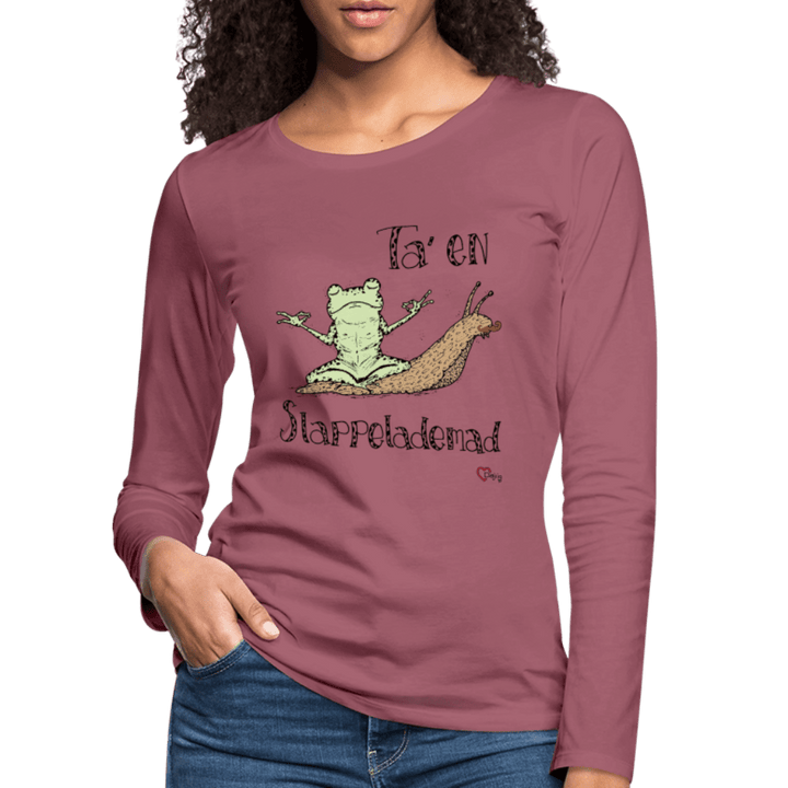 Ta' en Slappelademad Snegl - Dame Trøje - Dame premium T-shirt med lange ærmer - rødviolet - Dajlig.dk