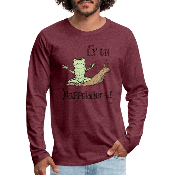 Ta' en Slappelademad Snegl - Herre Langærmet Trøje - Premium langærmet Herre - T-shirt - bordeaux meleret - Dajlig