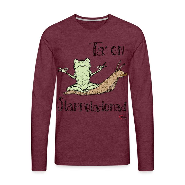 Ta' en Slappelademad Snegl - Herre Langærmet Trøje - Premium langærmet Herre - T-shirt - bordeaux meleret - Dajlig