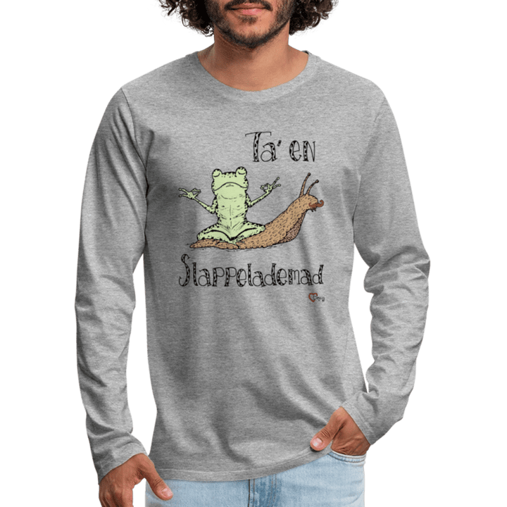 Ta' en Slappelademad Snegl - Herre Langærmet Trøje - Premium langærmet Herre - T-shirt - grå meleret - Dajlig