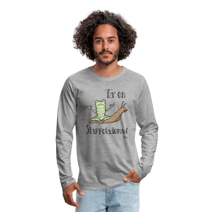 Ta' en Slappelademad Snegl - Herre Langærmet Trøje - Premium langærmet Herre - T-shirt - grå meleret - Dajlig