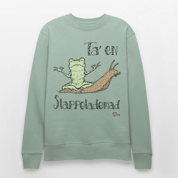 Ta' en Slappelademad Snegl - Kraftig Unisex Sweatshirt - Stanley/Stella økologisk unisex - sweatshirt CHANGER - lys grågrøn - Dajlig.dk