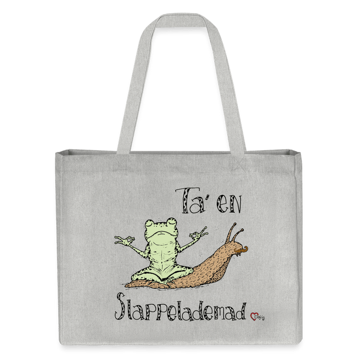 Ta' en Slappelademad Snegl - Stor Kraftig mulepose i genbrugsstof - Stanley/Stella recycled shopping bag - grå meleret - Dajlig.dk