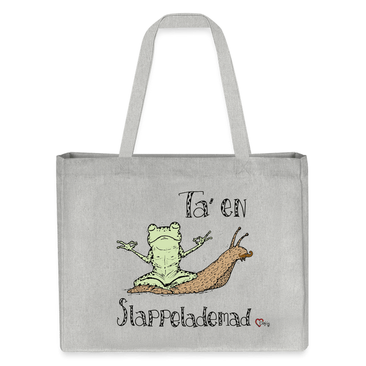 Ta' en Slappelademad Snegl - Stor Kraftig mulepose i genbrugsstof - Stanley/Stella recycled shopping bag - grå meleret - Dajlig.dk