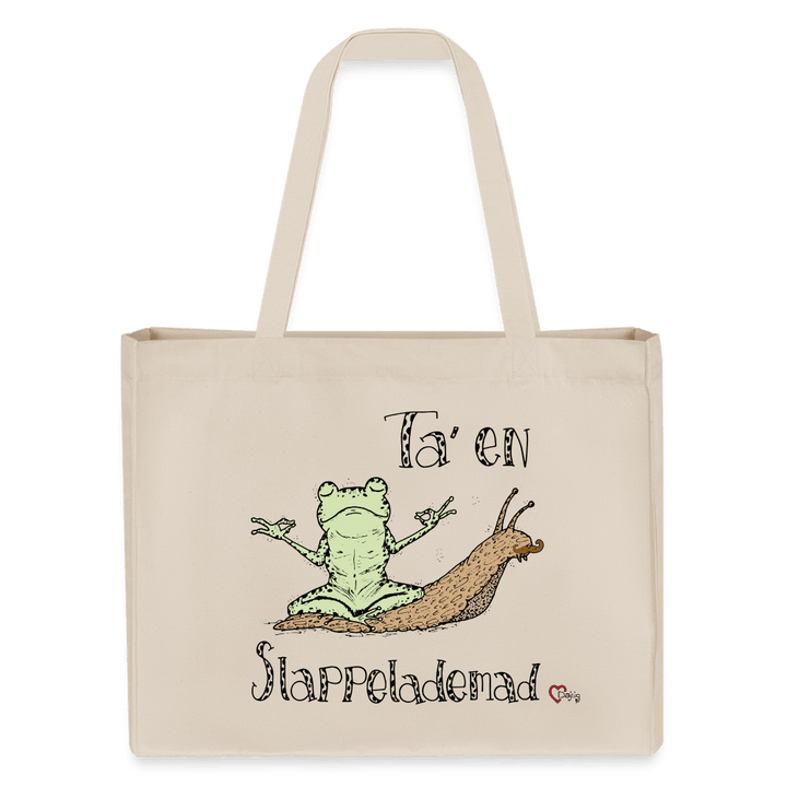 Ta' en Slappelademad Snegl - Stor Kraftig mulepose i genbrugsstof - Stanley/Stella recycled shopping bag - råhvid - Dajlig.dk