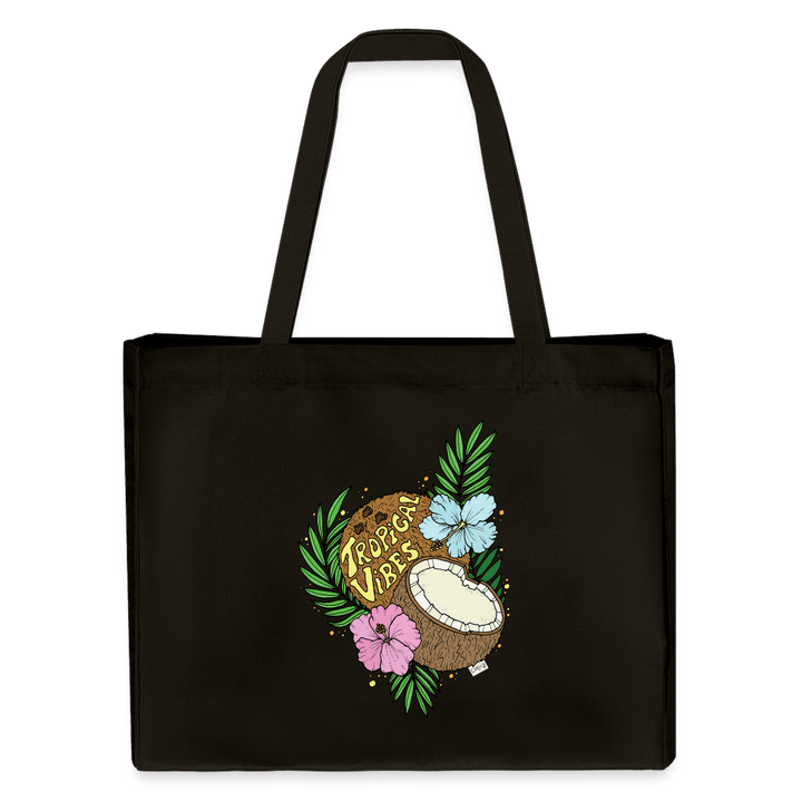 Tropical Vibes - Stor Kraftig mulepose i genbrugsstof - Stanley/Stella recycled shopping bag - sort - Dajlig.dk