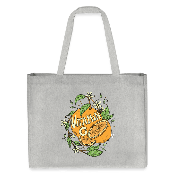 Vitamin C - Stor Kraftig mulepose i genbrugsstof - Stanley/Stella recycled shopping bag - grå meleret - Dajlig.dk