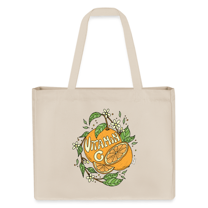 Vitamin C - Stor Kraftig mulepose i genbrugsstof - Stanley/Stella recycled shopping bag - råhvid - Dajlig.dk