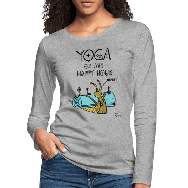 Yoga er min Happy Hour - Dame Langærmet Trøje - Dame premium T-shirt med lange ærmer - hvid - Dajlig.dk