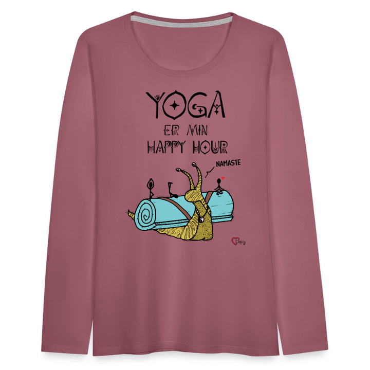 Yoga er min Happy Hour - Dame Langærmet Trøje - Dame premium T-shirt med lange ærmer - rødviolet - Dajlig.dk