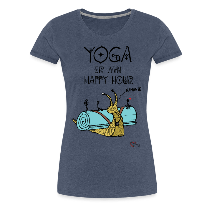 Yoga er min Happy Hour - Eksklusiv Dame T-shirt - Dame premium T-shirt - blåmeleret - Dajlig