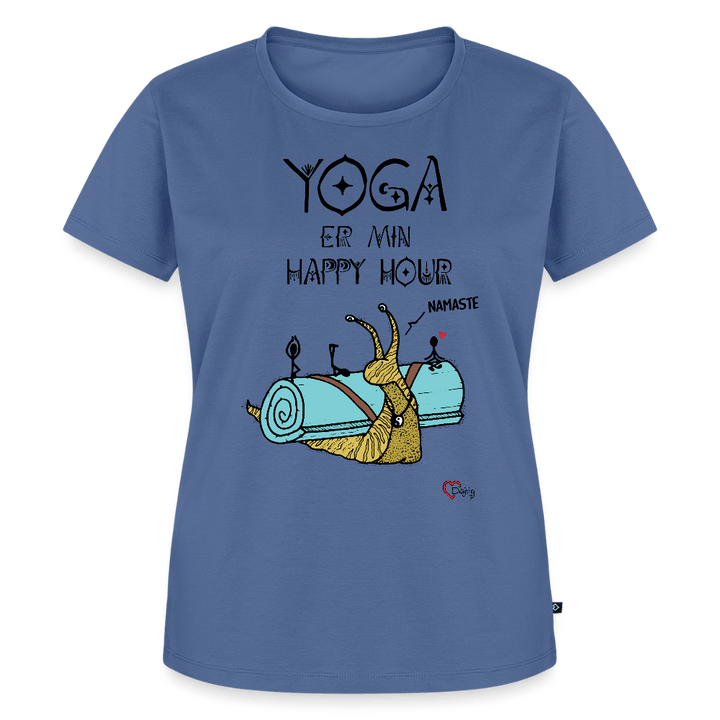 Yoga er min Happy Hour - Eksklusiv Dame T-shirt - Dame premium T-shirt - dueblå - Dajlig