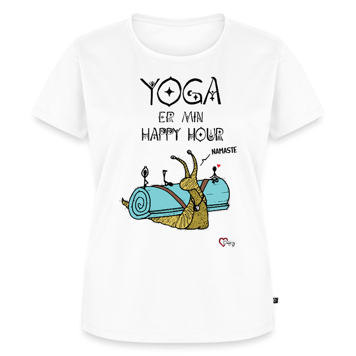 Yoga er min Happy Hour - Eksklusiv Dame T-shirt - Dame premium T-shirt - hvid - Dajlig