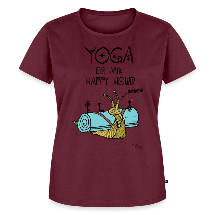 Yoga er min Happy Hour - Eksklusiv Dame T-shirt - Dame premium T-shirt - vinrød - Dajlig