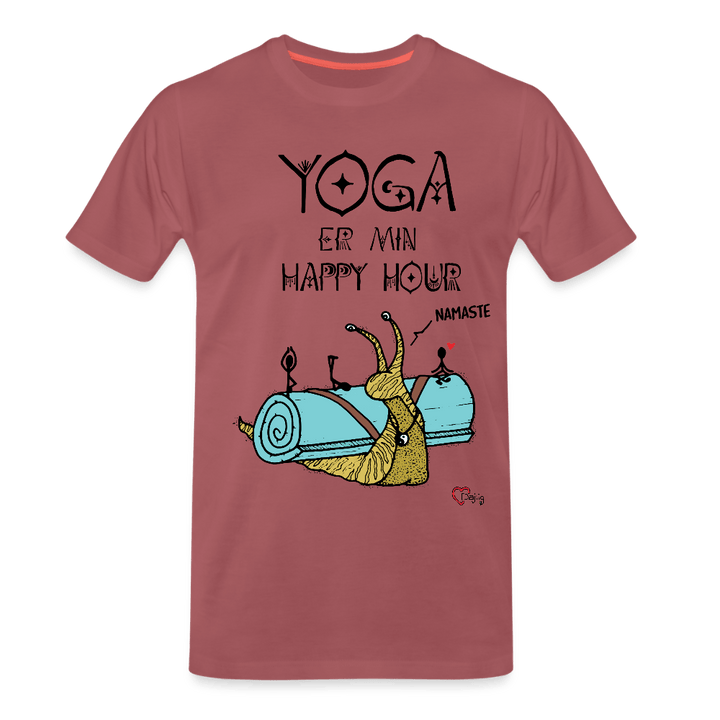 Yoga er min Happy Hour - Eksklusiv Herre T-shirt - Herre premium T-shirt - forvasket bordeaux - Dajlig