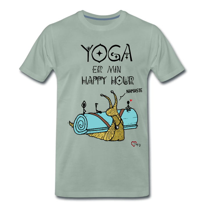 Yoga er min Happy Hour - Eksklusiv Herre T-shirt - Herre premium T-shirt - grågrøn - Dajlig