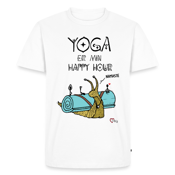Yoga er min Happy Hour - Eksklusiv Herre T-shirt - Herre premium T-shirt - hvid - Dajlig