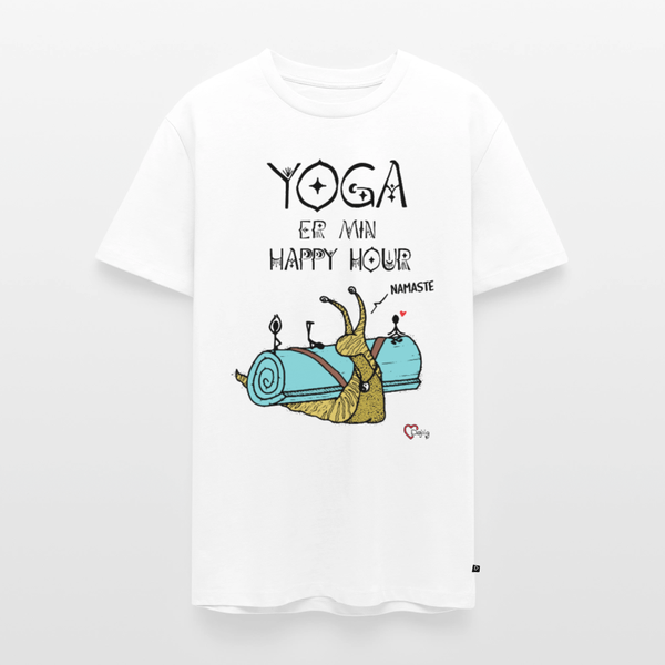 Yoga er min Happy Hour - Eksklusiv Herre T-shirt - Herre premium T-shirt - hvid - Dajlig