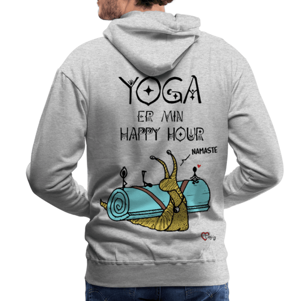 Yoga er min Happy Hour - Herre Hættetrøje - Herre Premium hættetrøje - grå meleret - Dajlig